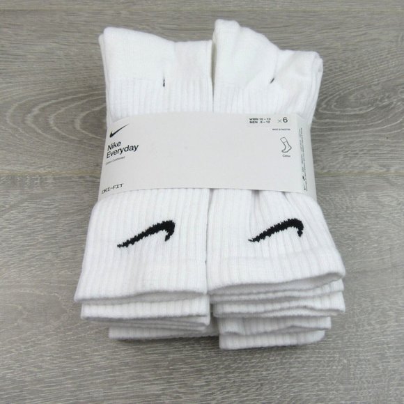 Nike Everyday Cushion Crew Socks White 6 Pack Mens Size 8-12 NEW - Picture 2 of 8